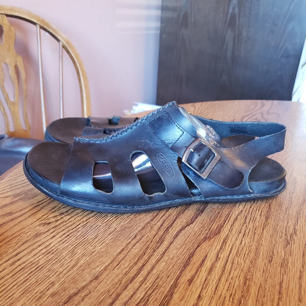 Keen Black Leather Fisherman Sandals Gladiator Comfort 10.5